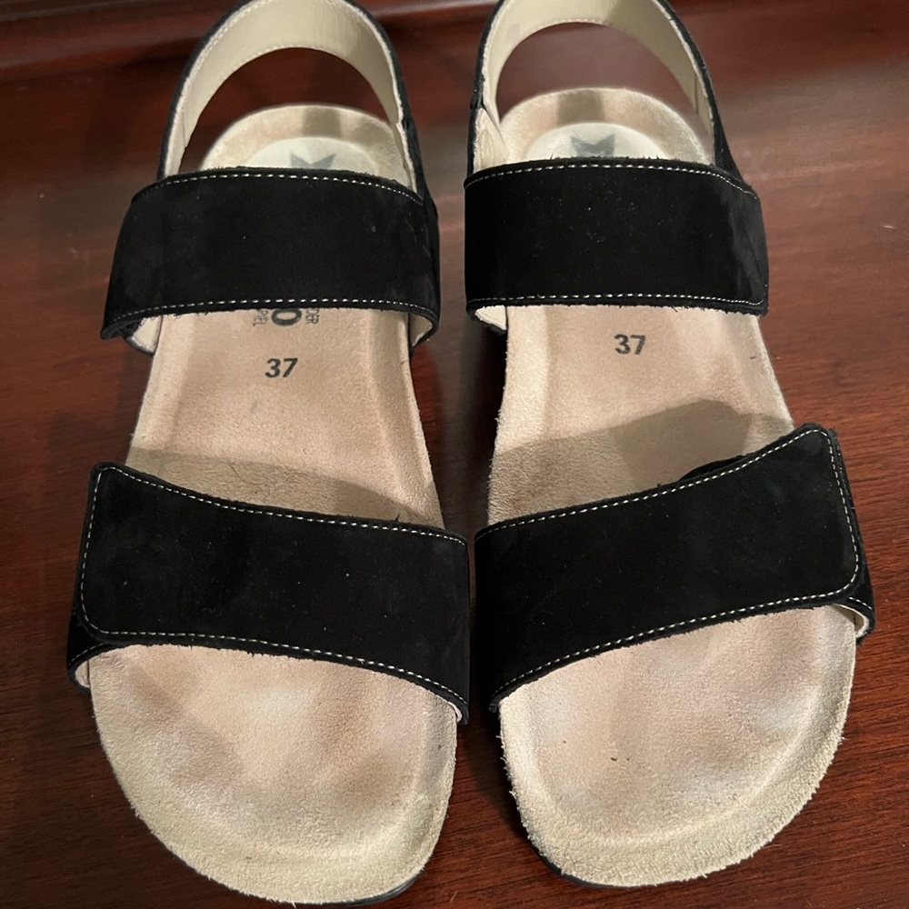 Mephisto Agave Black Nubuck Leather Sandals